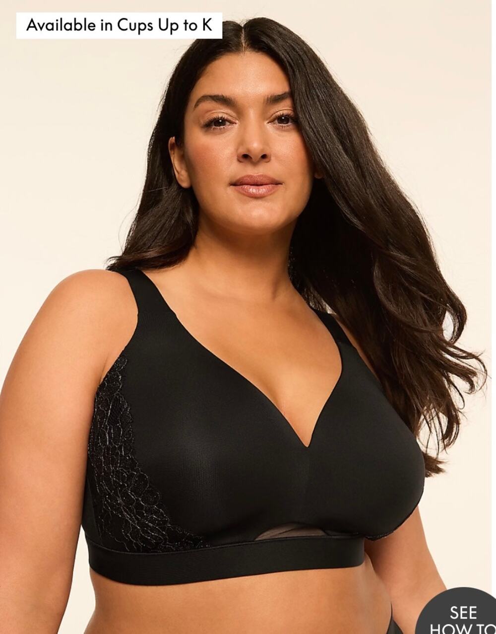 Cacique by Lane Bryant Comfort Bliss Lightly Lined No-Wire Bra Lace Black 46C